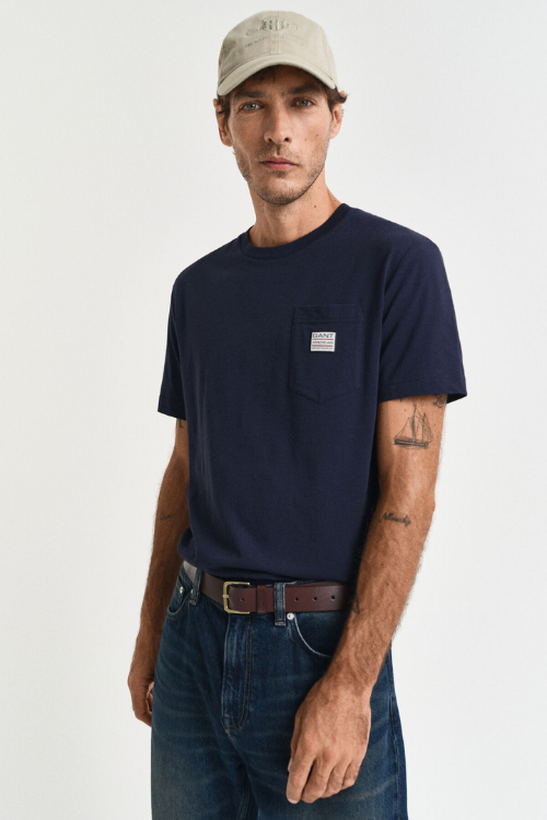 GANT Camiseta Con Bolsillo Azul Marino