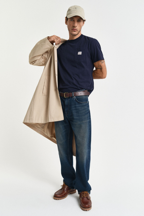 GANT Camiseta Con Bolsillo Azul Marino