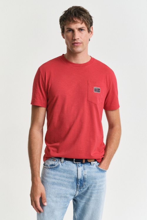 GANT Camiseta Con Bolsillo Roja