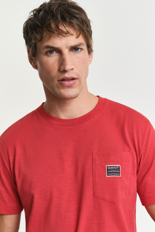 GANT Camiseta Con Bolsillo Roja