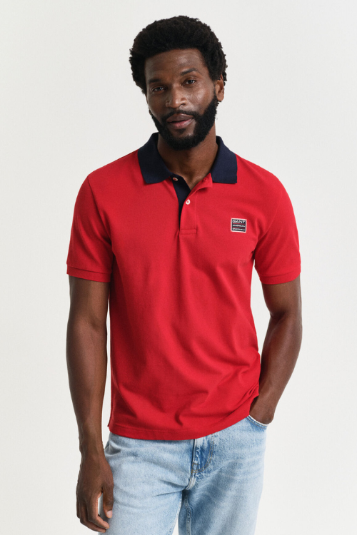 GANT Polo En Contraste Rojo