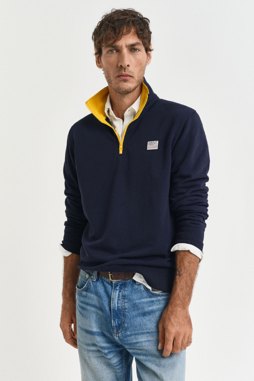 GANT Sudadera Con Media Cremallera En Contraste Azul