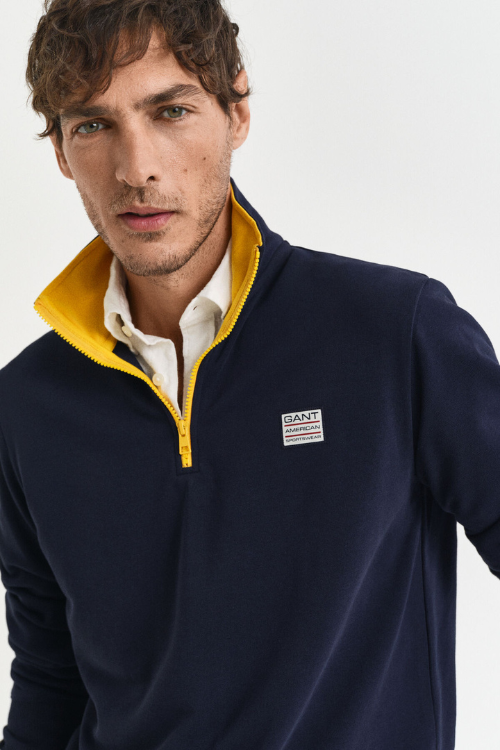GANT Sudadera Con Media Cremallera En Contraste Azul