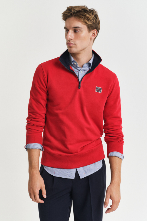GANT Sudadera Con Media Cremallera En Contraste Rojo