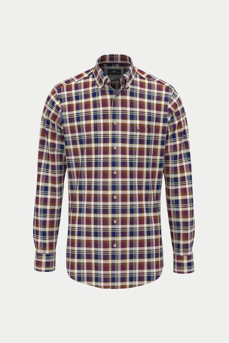 Fynch-Hatton camisa oxford cuadros granate