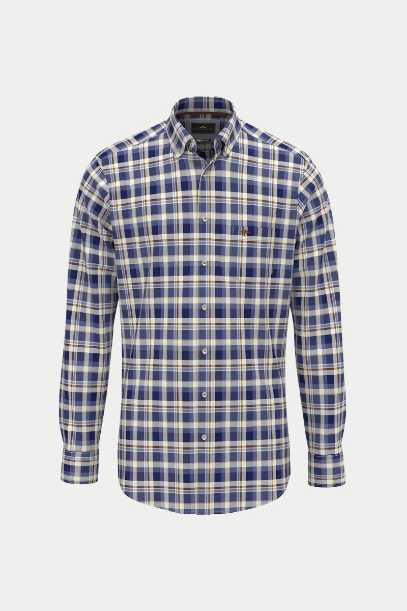 Fynch-Hatton camisa oxford cuadros azul